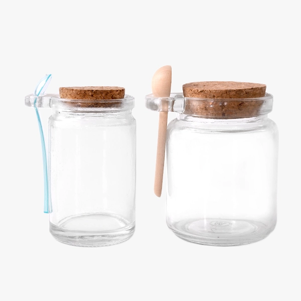 100ml 200ml Glass Yogurt Pudding Jar With Cork Lid Spoon