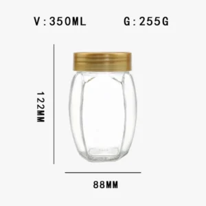 12 oz Glass Hexagonal Honey Jar with Lid