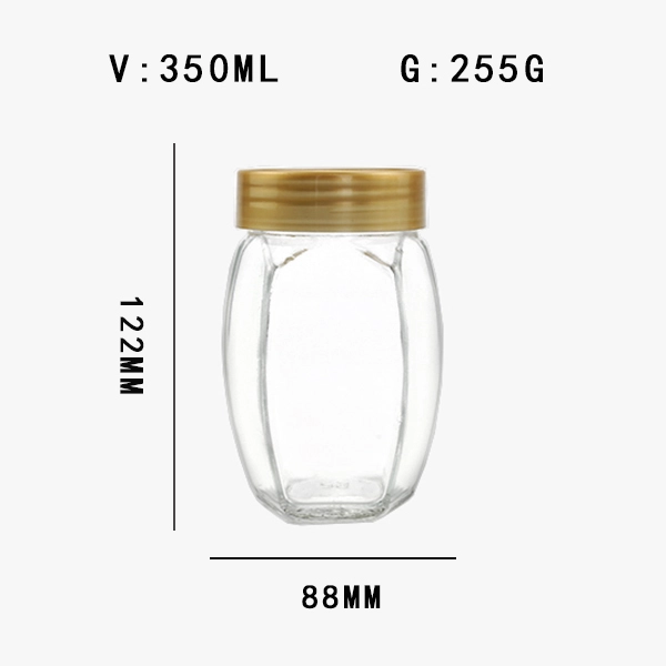 12 oz Glass Hexagonal Honey Jar with Lid