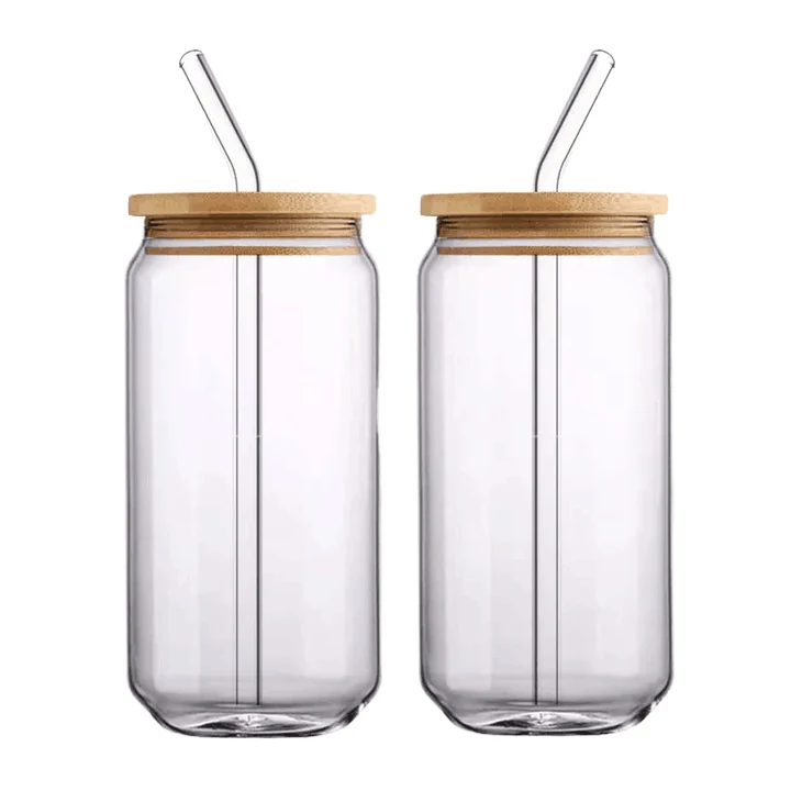 12Oz 16Oz Frosted Beer Can Glass With Bamboo Lid