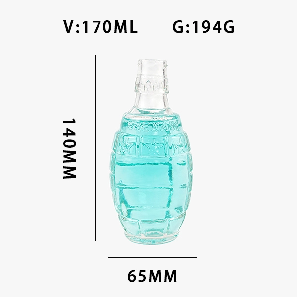 170ml Glass Grenade Bottle With Screwed Silver Metal Cap