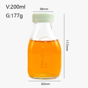 200ml 290ml Clear Glass Juice Bottle With Plastic lid