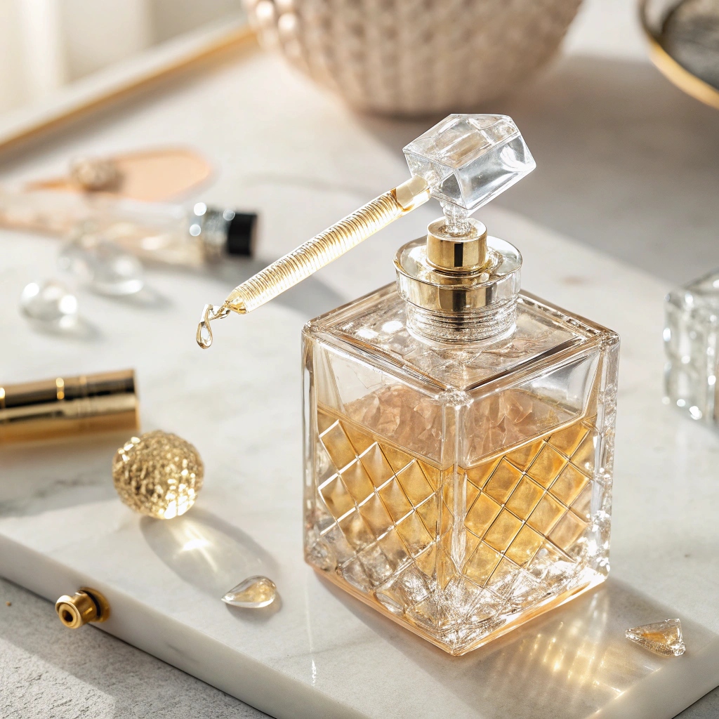 luxurious, refined design Perfume bottle with dropper and elegant details