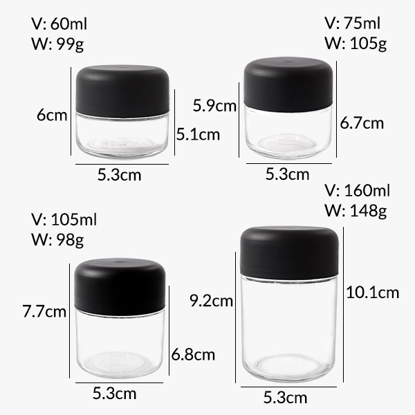 2oz 3oz 5oz Child Resistant Glass Jars with CR Lid