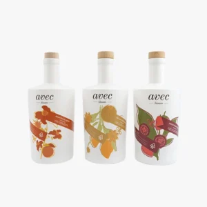 300ml 750ml White Color Round Glass Liquor Bottle with Cork