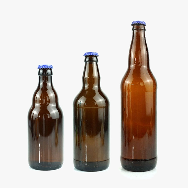 350ml 530ml 750ml Amber Glass Beer Bottle with Crown Cap