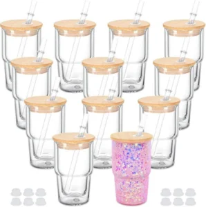 3oz Double Wall Glass Shot Cup with Bamboo Lid