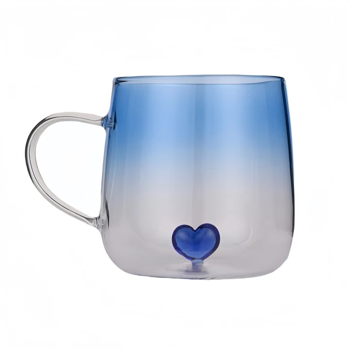 400Ml Heart Shaped Borosilicate Glass Cup For Juice