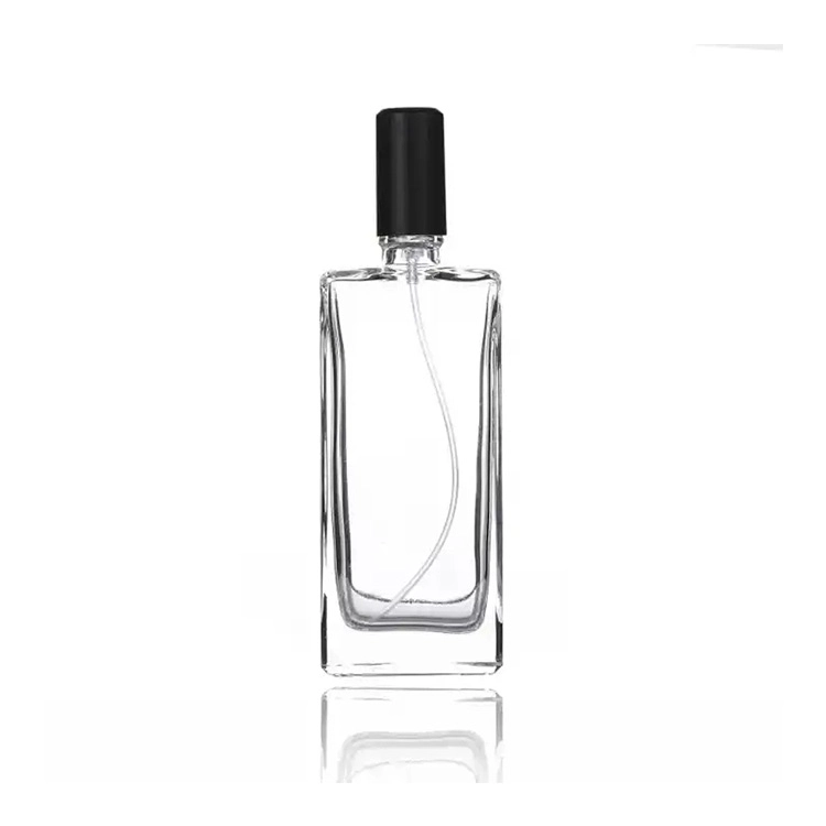 50ml Clear Square Perfume Bottles Glass With Lid And Sprayer