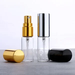 5ml Portable Round Glass Perfume Bottle with Metal Atomizer