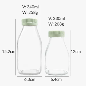 8oz 12oz Glass Milk Bottles with Plastic Lids