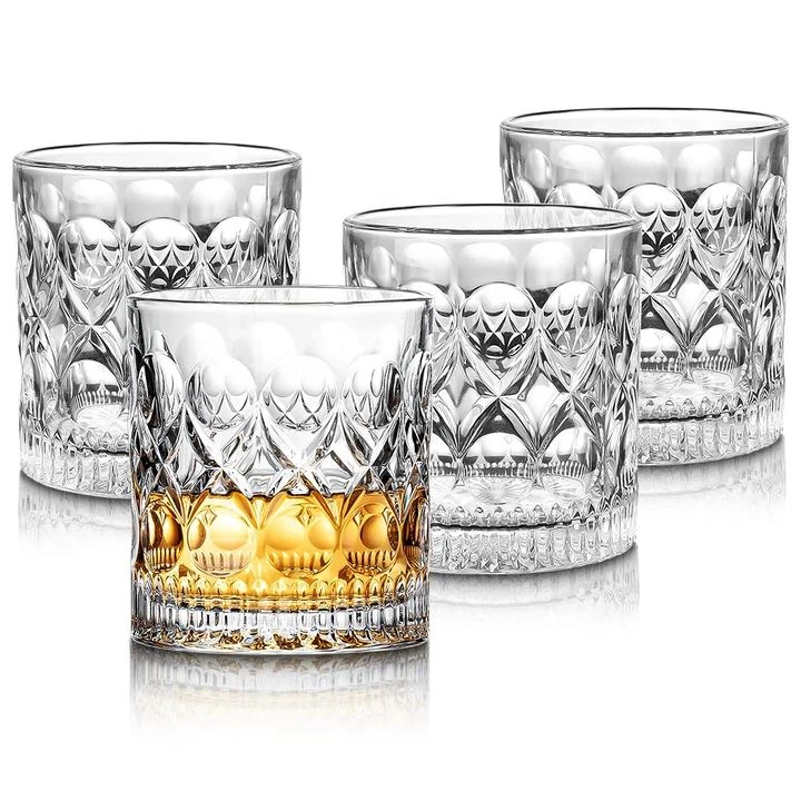 9.5Oz Vintage Embossed Whiskey Glass Tumbler