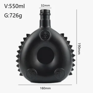 Black Flat Fluted Brandy Bottle 550ml