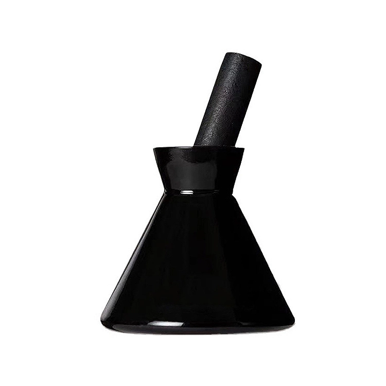 Black Funnel Shaped Glass Reed Diffuser Bottle With Aromatherapy Stick