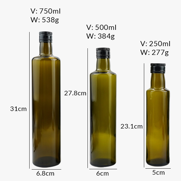 Dorica Glass Bottles 250ml 500ml 750ml