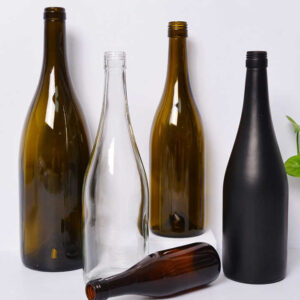 Empty Low Price Wholesale Black Amber Color 187ml 375ml 750ml 1500ml Manufacturer Bulk Glass Burgundy Wine Bottle