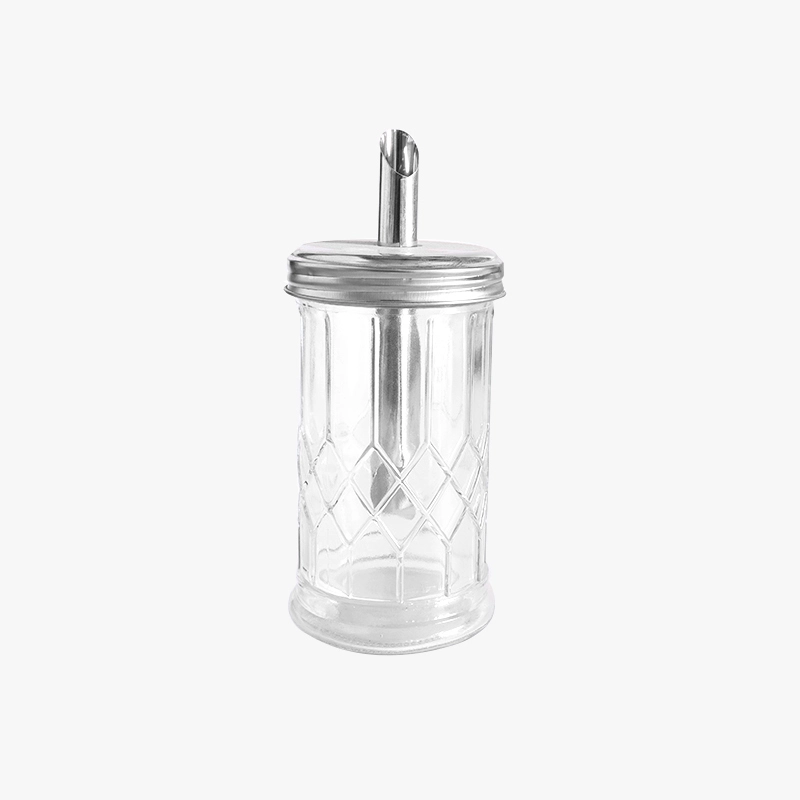 Glass Juice Jar With Straw 11oz