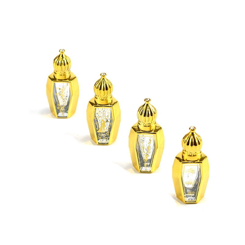 Gold Glass Essential Oil Bottle Attar Perfume Oud Oil Glass Bottles