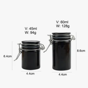 Matte Black Airtight Glass Spice Jars 45ml 60ml