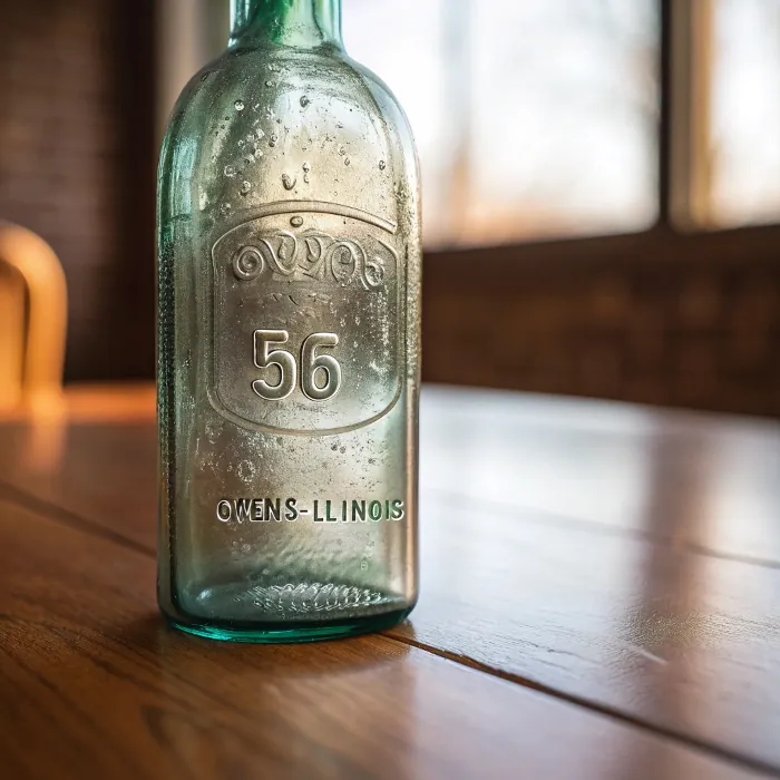 Embossed green bottle marked Owens Illinois 56